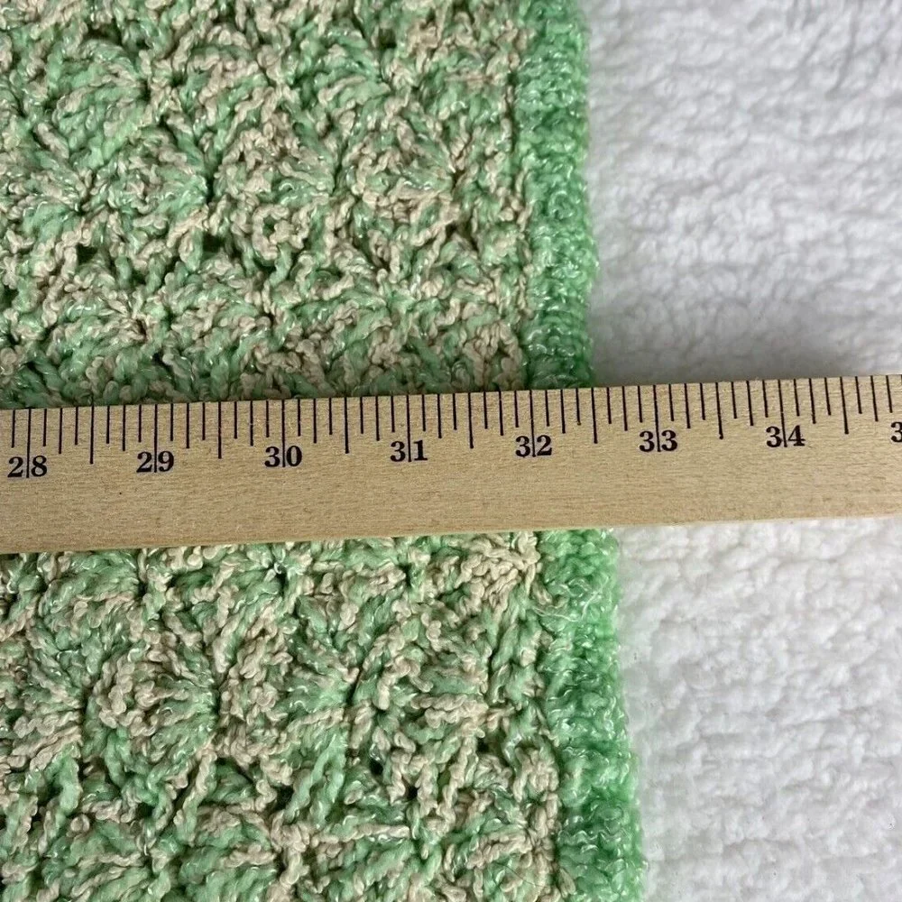 Handmade Crochet Throw Baby Blanket‎ 35x32 Afghan Greens Baby Room Neutral